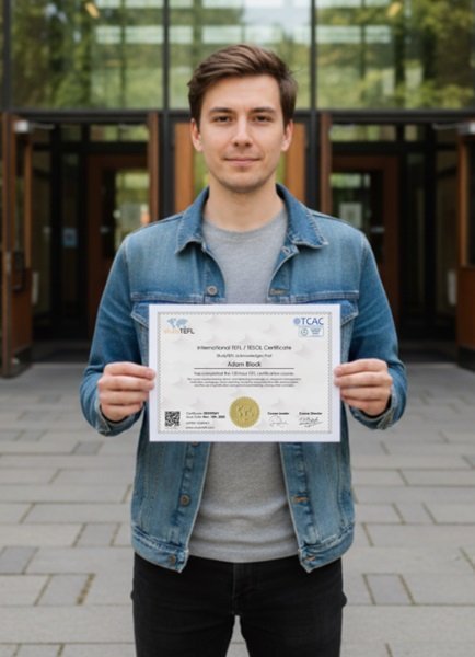 A StudyTEFL graduate with his certificate